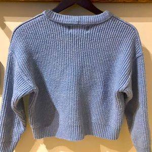 American Eagle chunky knit crop sweater (blue, size S)